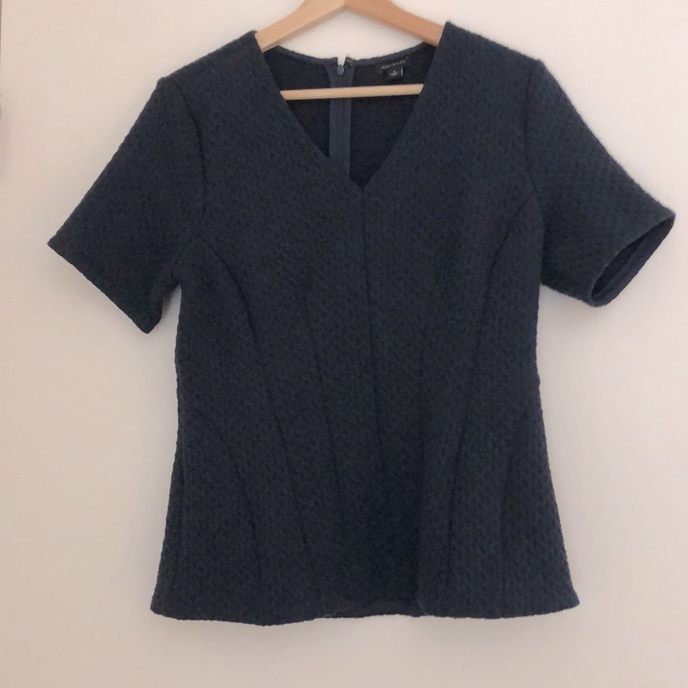 Ann Taylor quilted deep navy peplum-style top - medium